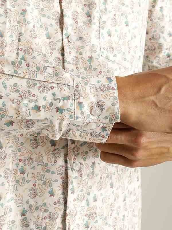 Indian Terrain Men Floral Print White Shirt